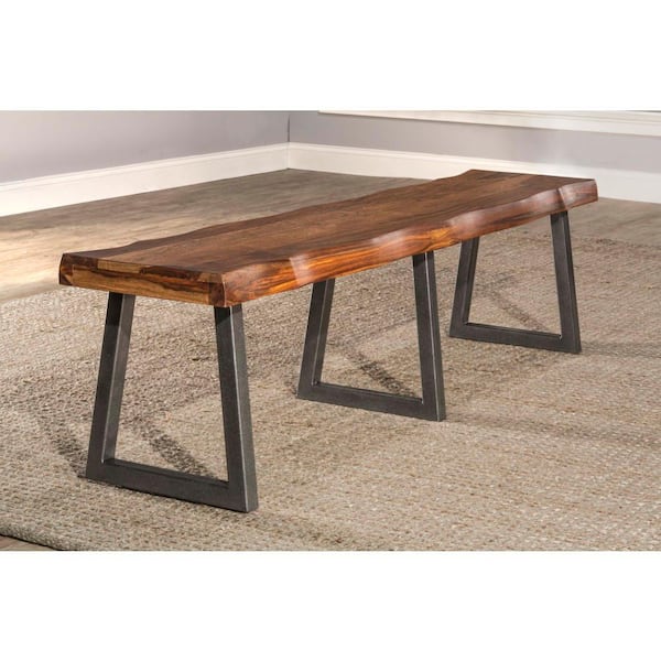 Hillsdale Furniture Emerson Gray Sheesham Dining Bench Backless with Wood Finish 70in .