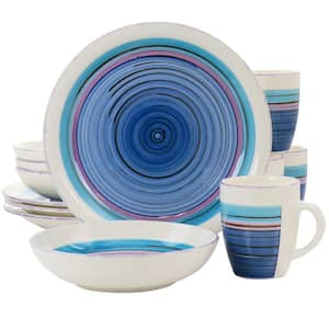 Richvale 12-Piece Stoneware Round Dinnerware Set in Blue