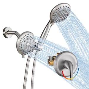 Simple Single-Handle 5-Spray Shower Faucet with 4.7 in. Wall Mount DualShower Heads in Brushed Nickel (Valve Included)