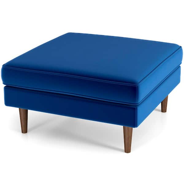 Ashcroft Furniture Co Hudson Dark Blue Velvet Square Ottoman
