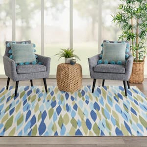 Sun N' Shade Seaglass 8 ft. x 8 ft. Abstract Contemporary Indoor/Outdoor Square Area Rug