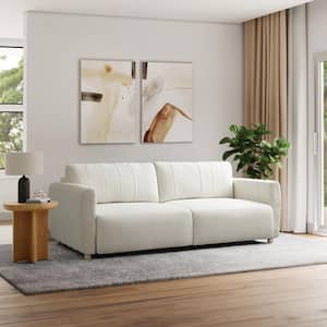 Giles 91.7 in. Ivory Polyester Queen Size Convertible Sofa