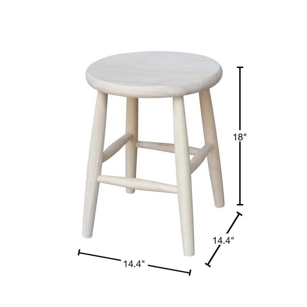 Unfinished Solid Parawood Scooped Seat Stool