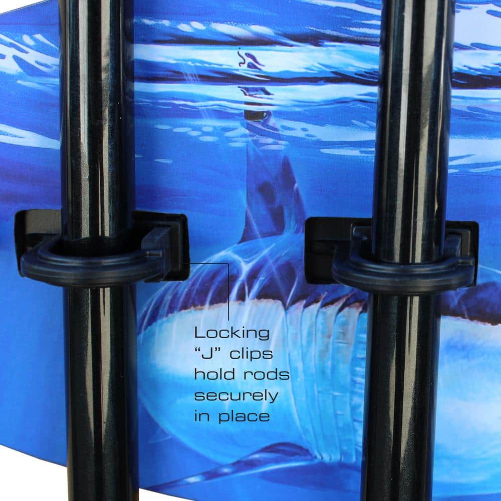 Blue Shark Bite Wall-mounted Fishing Rod Holder Rack