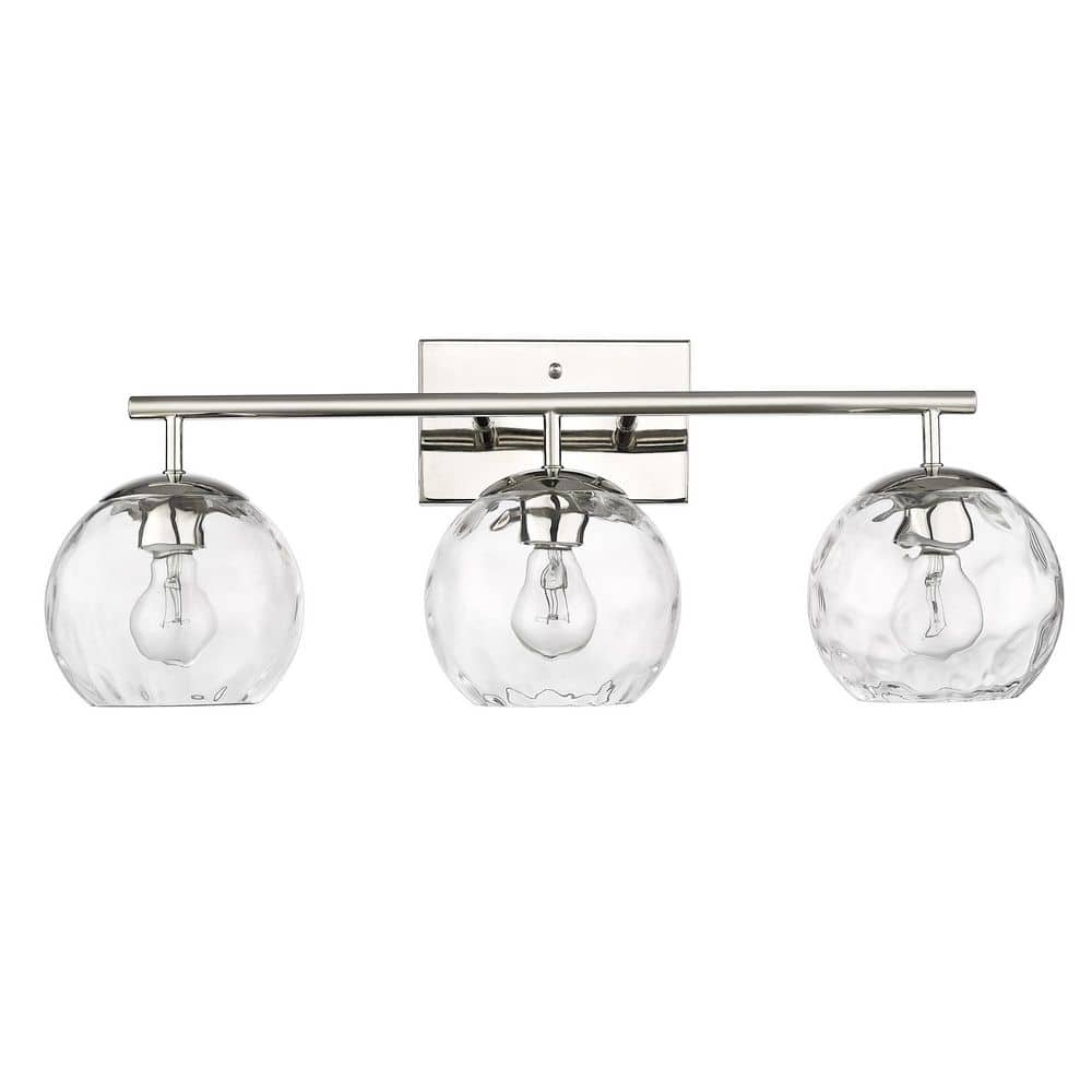 Mackenzie Polished Nickel3-Light Bath Vanity with Rippled Water glass price history on PriceWatchPro