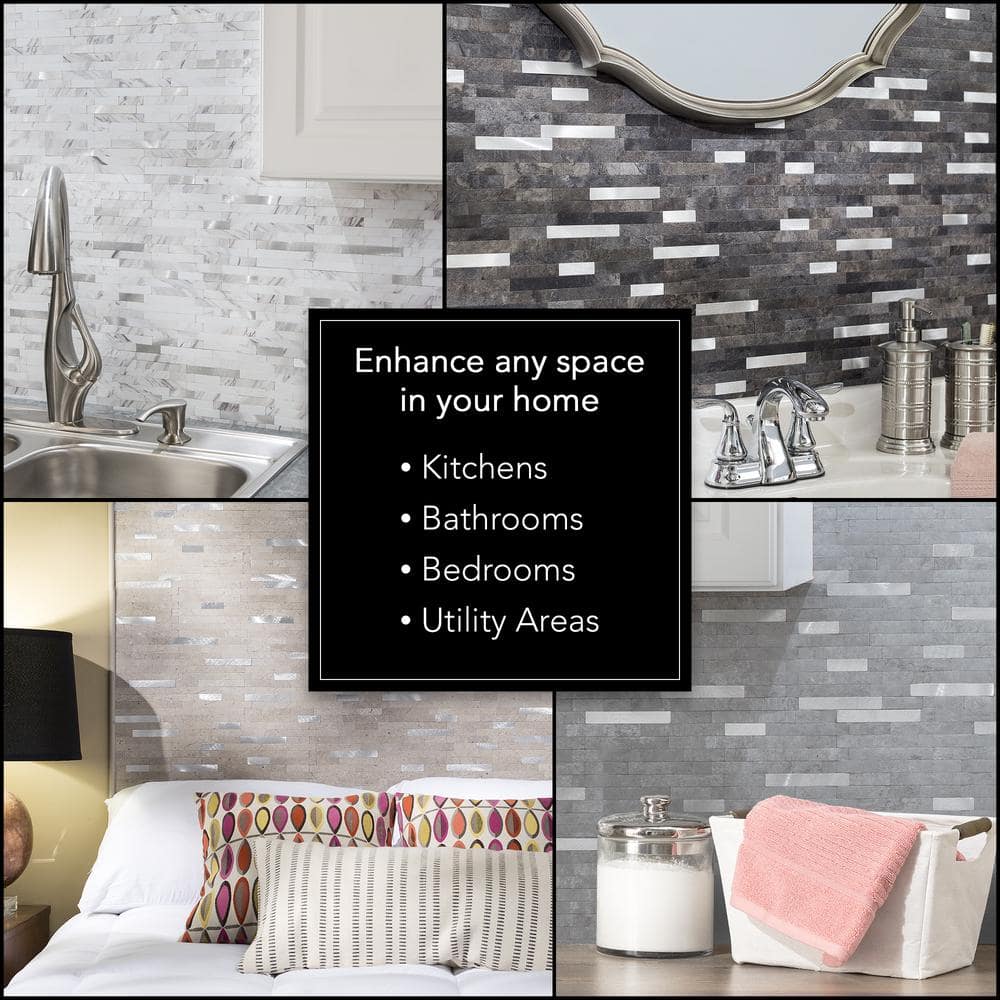 Roman Slab Gray Peel and Stick Wall Tile