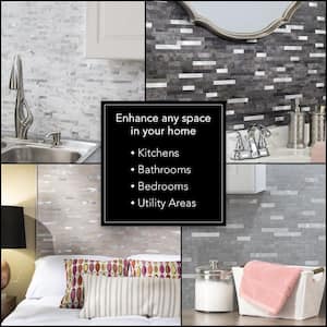 Collage 13.6 in. x 12 in. Mixed Gray Corridor Peel and Stick Decorative Backsplash in  (5-pk/case) 5.66 sq. ft.