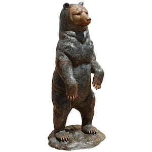 62.5 in. H Standing Black Bear Cast Bronze Garden Statue
