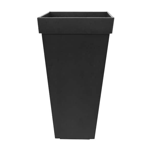 15 in. x 28 in. Symphony Classic Self-Watering Tapered Large Square Indoor/Outdoor Planter In Black