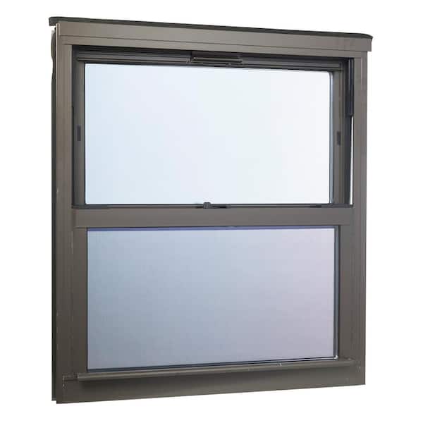 TAFCO WINDOWS 31.5 in. x 35.25 in. Double Hung Aluminum Window with Low-E Glass and Screen, Brown