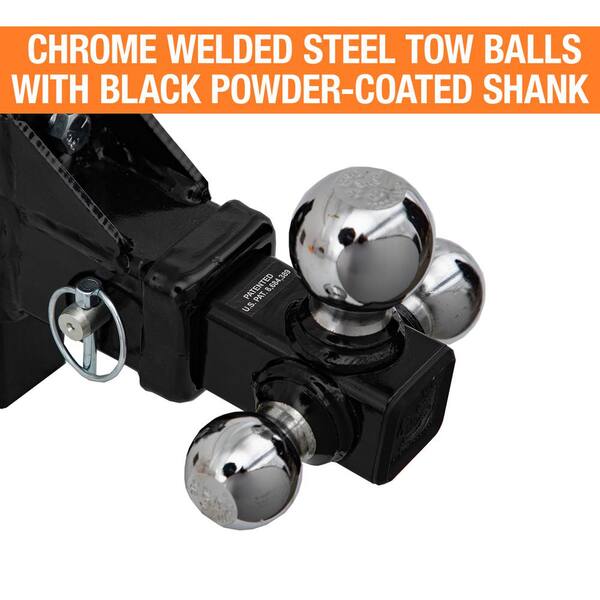 Buyers Products Company 1-7/8 in., 2 in., 2-5/16 in. Chrome Towing Balls Tri-Ball Hitch with Pintle Hook Buyers Products Company 1-7/8 in., 2 in., 2-5/16 in. Chrome Towing Balls Tri-Ball Hitch with Pintle Hook