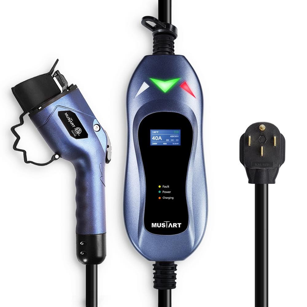 Level 2 Portable J1772 EV Charger-ETL certified 240-Volt 40 Amp NEMA 14-50P 25 ft. charging cord 2-year product warranty -  MUSTART, MU-THD-00001