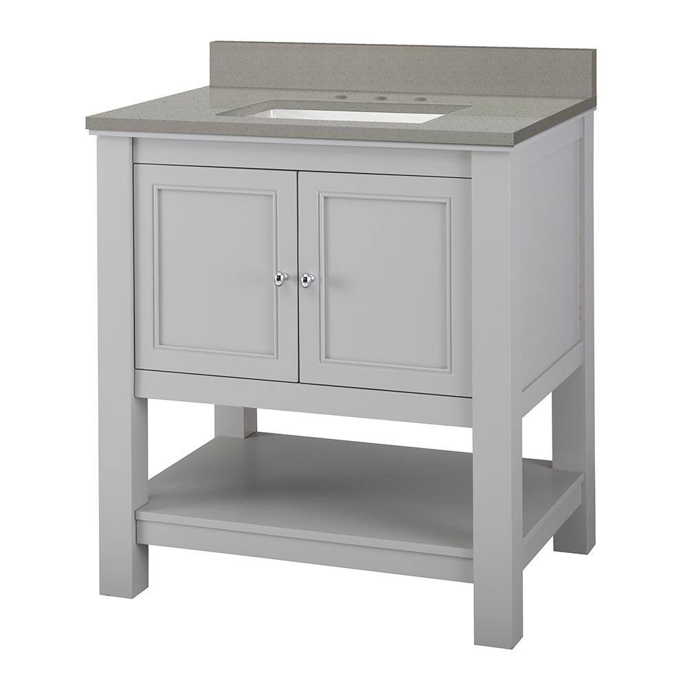Reviews For Foremost Gazette 31 In W X 22 In D Vanity Cabinet In Grey With Engineered Quartz Vanity Top In Sterling Grey With White Basin Gaga3022 Stg The Home Depot