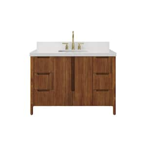 Sequoia 48 In. W x 22 in. D x 34.4 in. H Single Sink Bath Vanity in Mango Wood With White Quartz Top With Gold Faucet