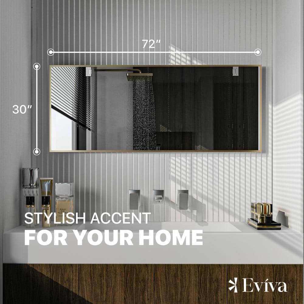 Gold Full Length Rectangular Modern Bathroom Mirror