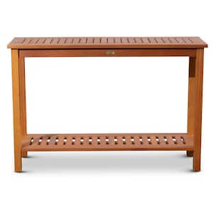 Natural Eucalyptus Wood Weathered Outdoor Side Table