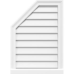 14 in. x 28 in. Octagonal Surface Mount PVC Gable Vent: Functional with Brickmould Sill Frame