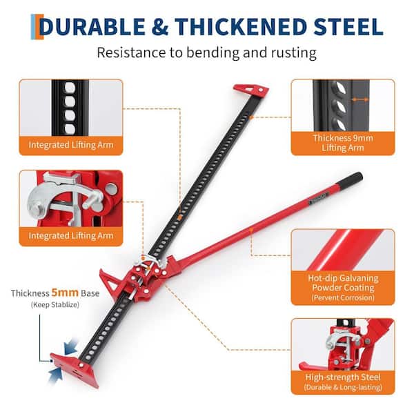 Heavy-Duty Steel High Lift Utility Jack with Adjustable Height