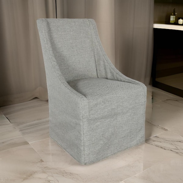 Benjara Gray Polyester Metal Frame Dining Chair
