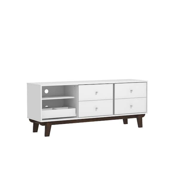 Ashcroft Furniture Caroline Mid Century Modern White TV Stand