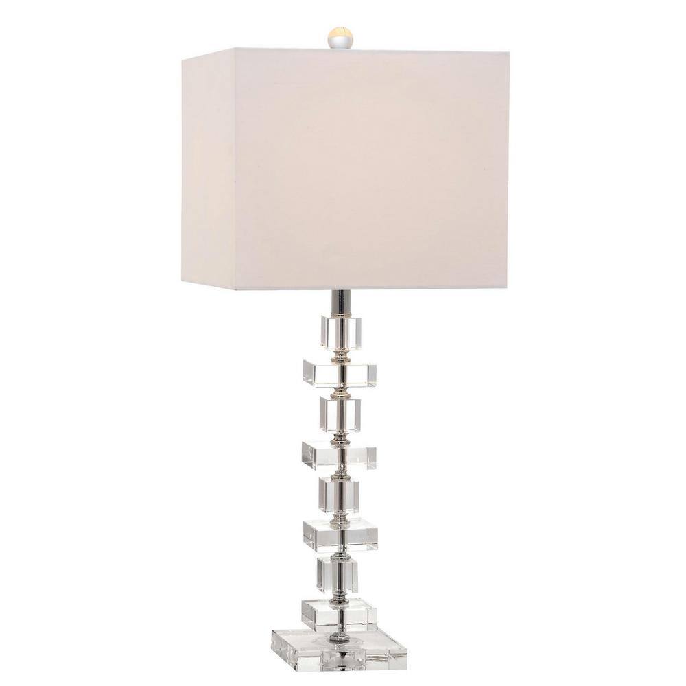 Deco 28.5-Inch Clear Crystal Table Lamp with Chrome Fittings