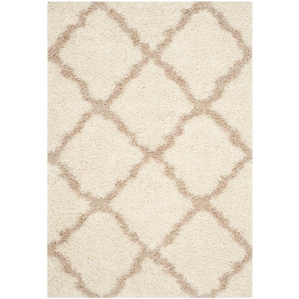 SAFAVIEH Dallas Shag Ivory/Beige 6 ft. x 9 ft. Geometric Diamond Trellis Area Rug