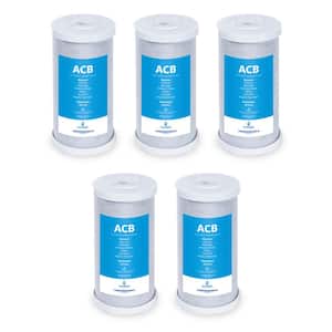 5 Pack Big Blue Water Filter Activated Carbon Block Filter - Whole House - 5 Micron - 4.5" x 10" inch