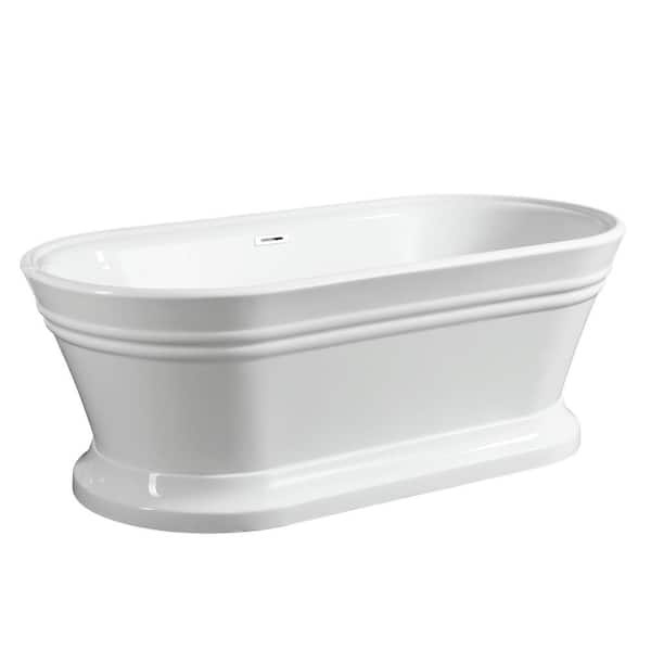 Vanity Art Versailles 59 in. Acrylic Flatbottom Freestanding Bathtub in ...