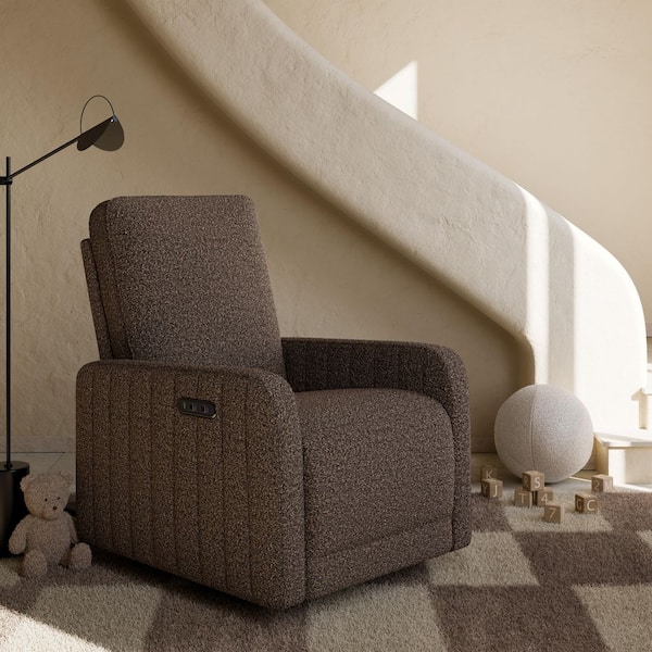 Kyoto Mountain Brown Boucle Deluxe Nursery Power Recliner Swivel Glider