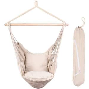 1-Person Sling Porch Swing Hammock Chair Hanging Rope Swing with 2-Seat Cushions and Carrying Bag