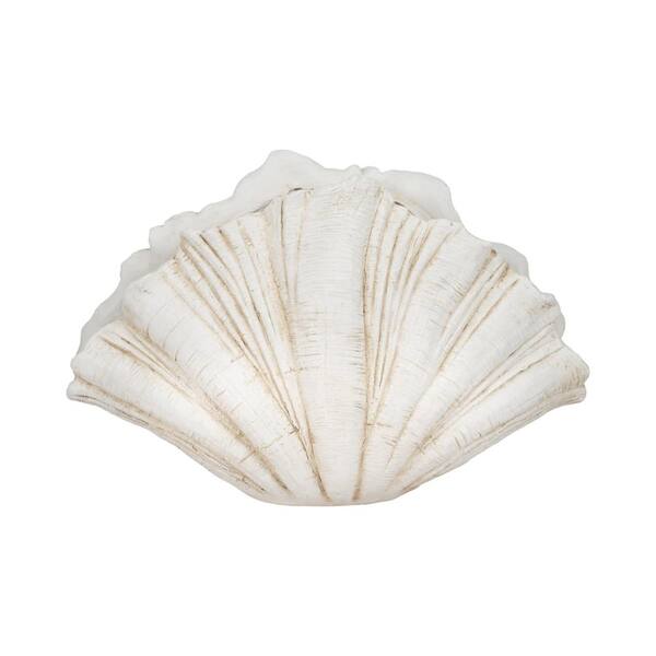 Liv & Skye White 22 in. x 14 in. Resin Scallop Shell Figurine
