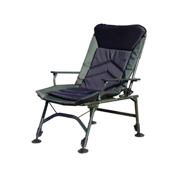 Portable Indoor/Outdoor Camping Folding Reclining Lounge Chair with Adjustable Backrest in Black