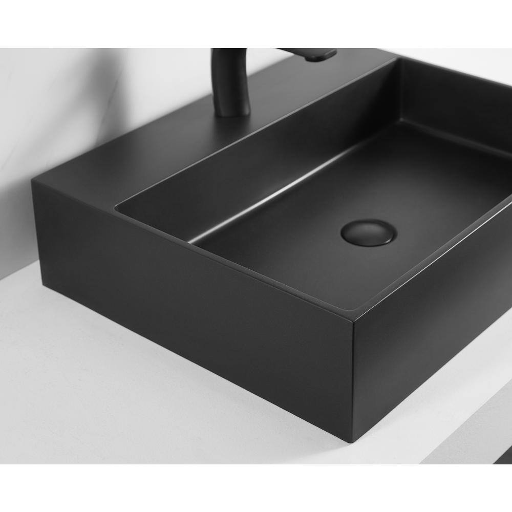 Matte Black Granite Wall-Mount Square Bathroom Sink
