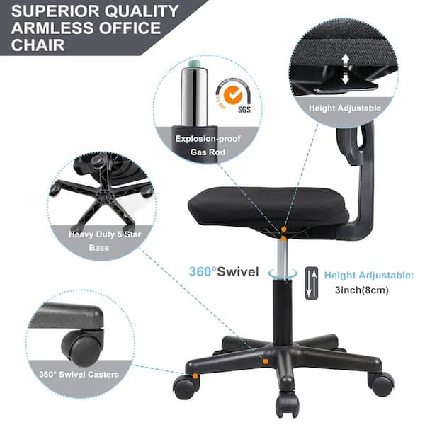 Yangming 1-Pieces Black Office Chair Mesh Adjustable Swivel 