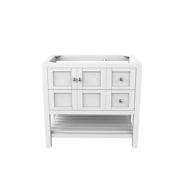 castellousa Alicia 35 in. W x 21.75 in. D x 32.75 in. H Bath Vanity Cabinet without Top in Matte White with Chrome Knobs