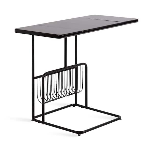 Kate and Laurel Kura 31 in. Black Rectangle Wooden End Table