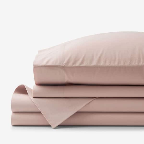 Company Cotton Garment Wash 4-Piece Rose Cotton Percale Queen Sheet Set