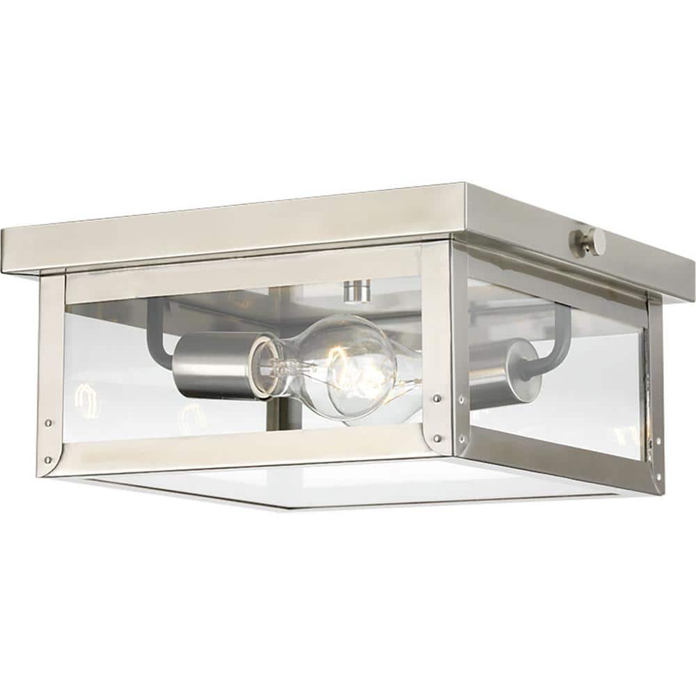 Union Square Stainless Steel Glass Flush Mount Light