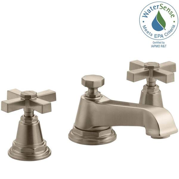 KOHLER Pinstripe 8 in. Widespread 2-Handle Water-Saving Bathroom Faucet in Vibrant Brushed Bronze