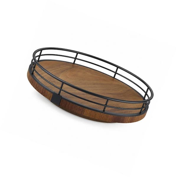 9 in. Walnut Wood Round Wooden Lazy Susan Turntable Organizer for Kitchen Cabinet, Pantry, and Dining Table Storage