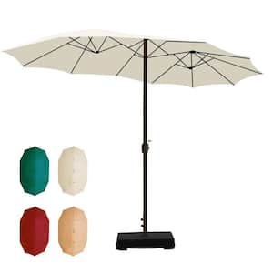 15 ft. Outdoor Market Umbrella Double-Sided Patio Umbrella in Color Light Beige