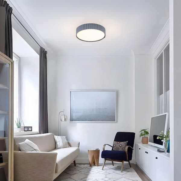 All/LS/COTTON　Msize　ライトグレー TinHon 12 in. Modern Gray 5CCT Dimmable LED Flush Mount Ceiling
