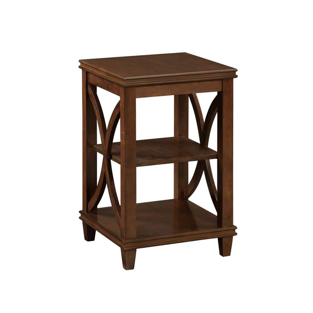 Espresso Oak Veneer 24" Transitional End Table with Shelves