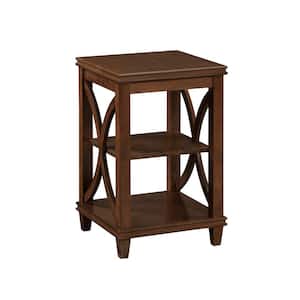 Florence 16 in. Espresso Standard Square Wood End Table with Shelves