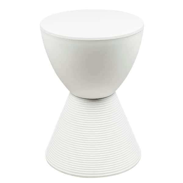 Leisuremod Boyd 11.75 in. W White Modern Round Plastic Accent Contemporary Lightweight Side End Table