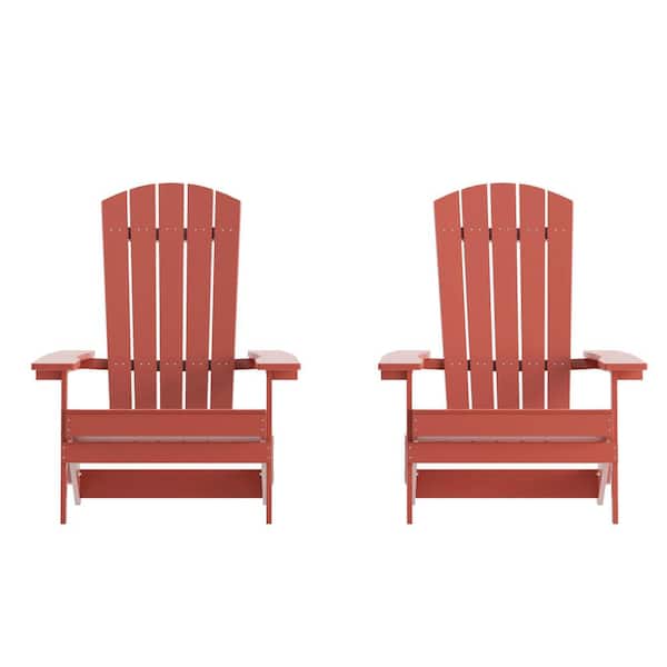 TAYLOR + LOGAN Red Resin Outdoor Lounge Chair in Red (Set of 2)
