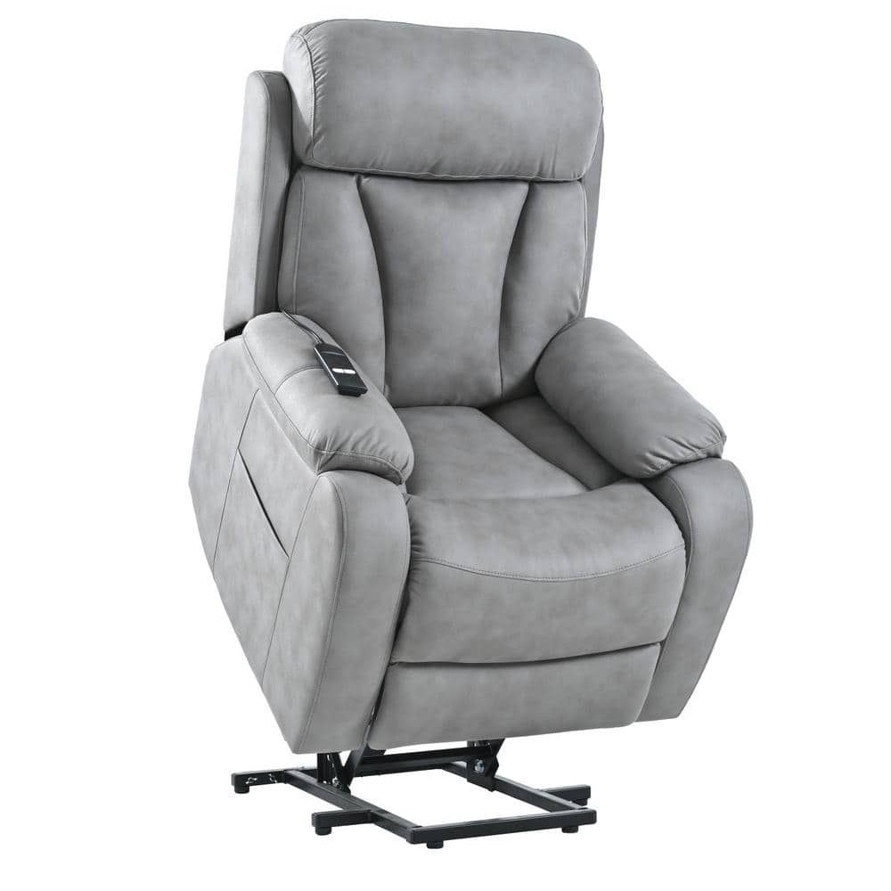 Z-joyee Light Gray Polyester Recliner Electric Power Lift Recliner with ...