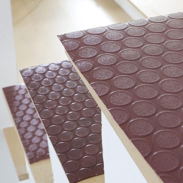 Coin-Grip Vinyl Step Mats - 2mm x 48"x 10" - Brown (6pack)