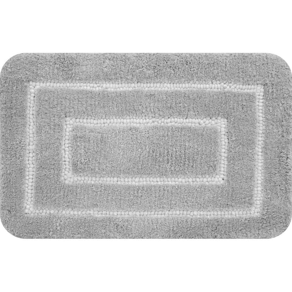 Unbranded Borders Foam Gray 24 in. x 36 in. Polyester Bath Mat