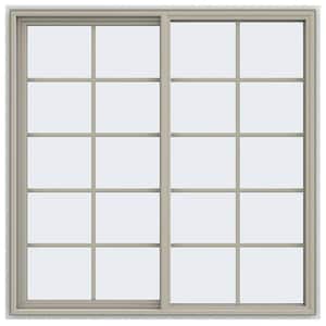 59.5 in. x 59.5 in. V-4500 Series Desert Sand Vinyl Left-Handed Sliding Window with Colonial Grids/Grilles